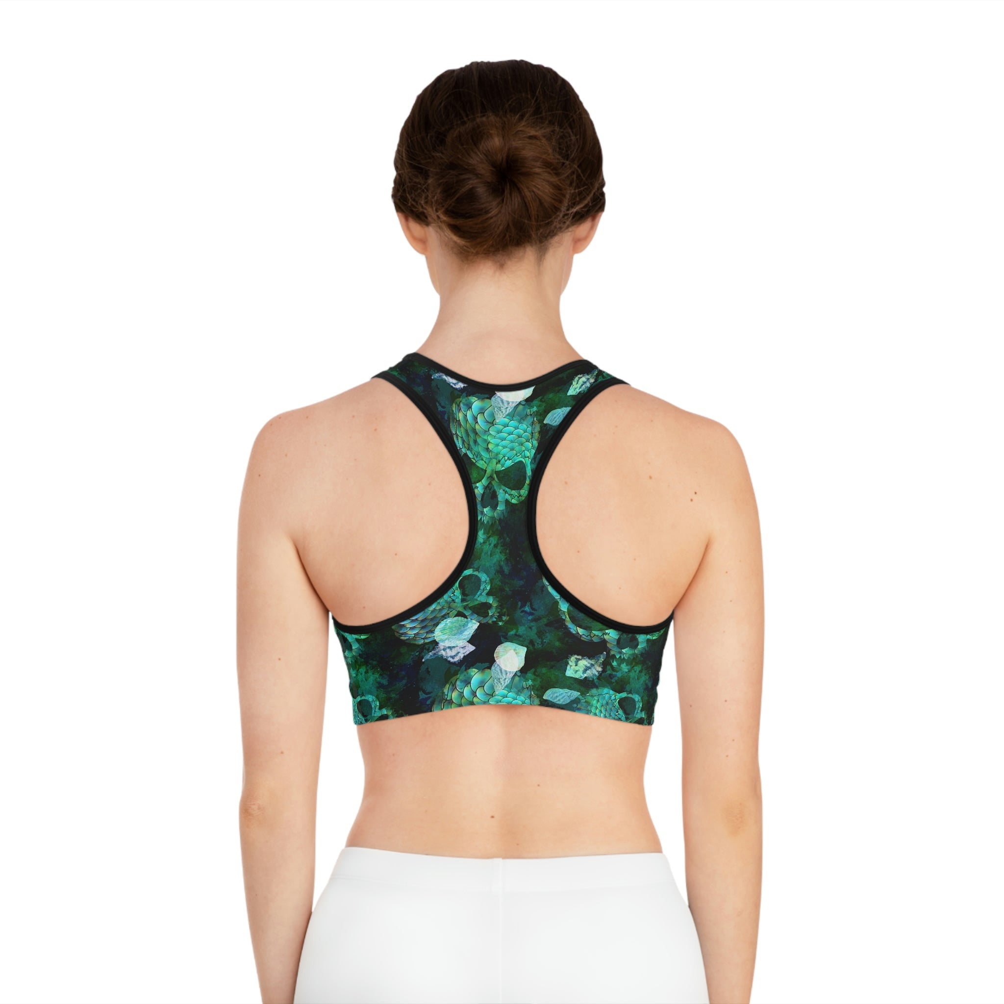 Watercolor Marine Skulls Sports Bra